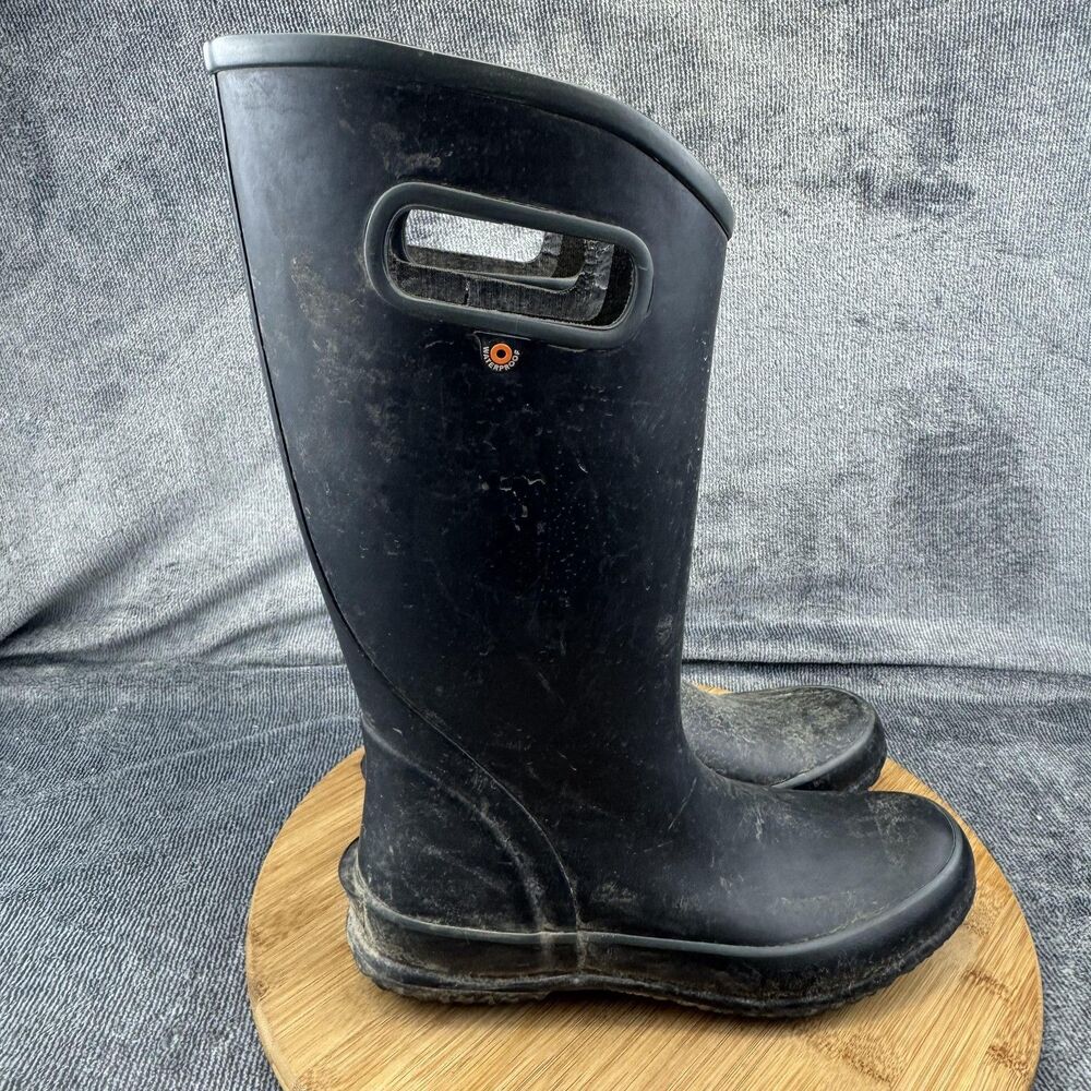 Bogs Rain Boots Womens Size 7 Black Rubber Waterproof Knee High 72357-001